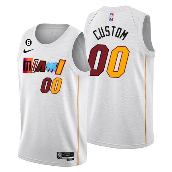 Men's Miami Heat Customized White 2022-23 Classic Edition With NO.6 Patch Stitched Basketball Jersey