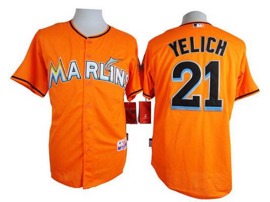 Men's Miami Marlins #21 Christian Yelich Orange Jersey
