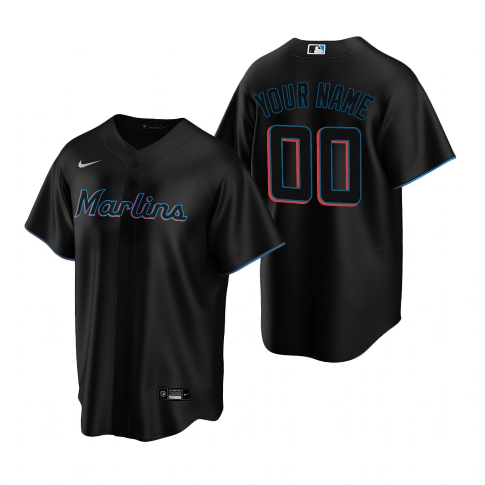 Men's Miami Marlins Custom Nike Black Stitched MLB Cool Base Jersey