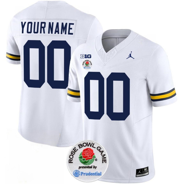 Men's Michigan Wolverines ACTIVE PLAYER Custom 2023 F.U.S.E. White Rose Bowl Patch Stitched Jersey