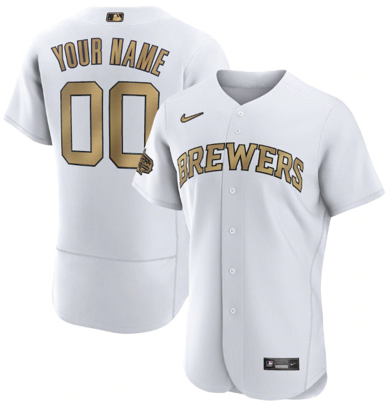 Men's Milwaukee Brewers Active Player Custom White 2022 All-Star Flex Base Stitched MLB Jersey