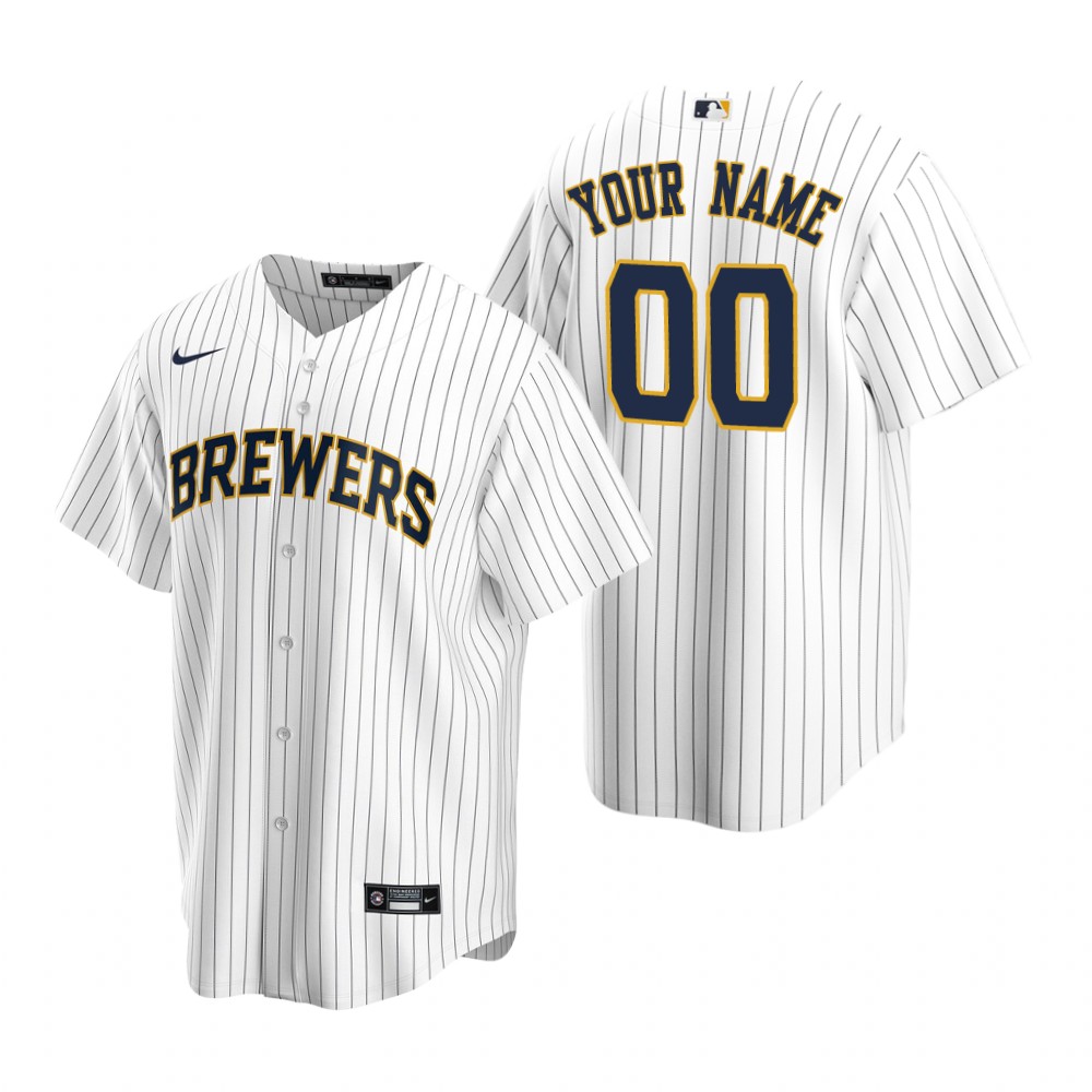 Men's Milwaukee Brewers Custom Nike White Stitched MLB Cool Base Jersey