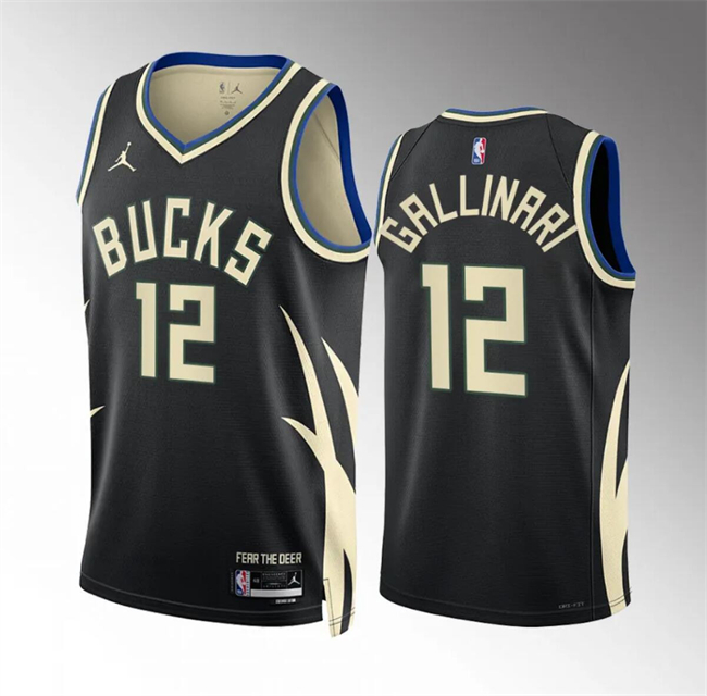 Men's Milwaukee Bucks #12 Danilo Gallinari Black Statement Edition Stitched Basketball Jersey