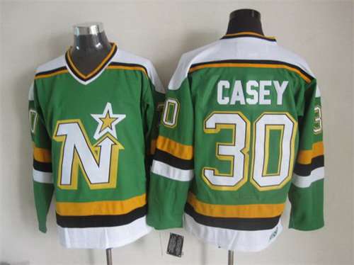 Men's Minnesota North Stars #30 Jon Casey 1988-89 Green CCM Vintage Throwback Jersey
