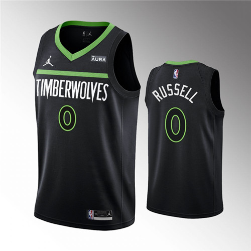 Men's Minnesota Timberwolves #0 D'Angelo Russell Black Statement Edition Stitched Jersey