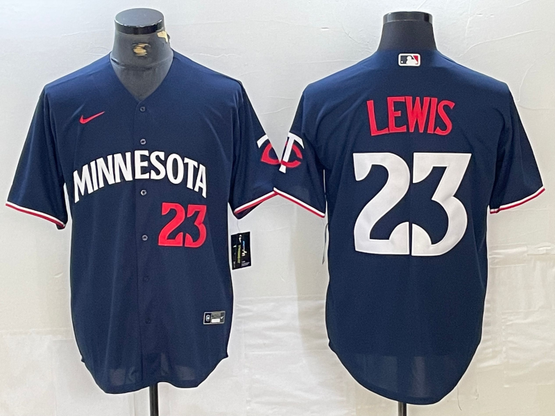 Men's Minnesota Twins #23 Royce Lewis Number 2023 Navy Blue Cool Base Stitched Jersey