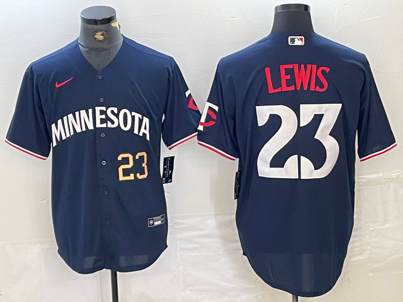 Men's Minnesota Twins #23 Royce Lewis Number 2023 Navy Blue Cool Base Stitched Jerseys