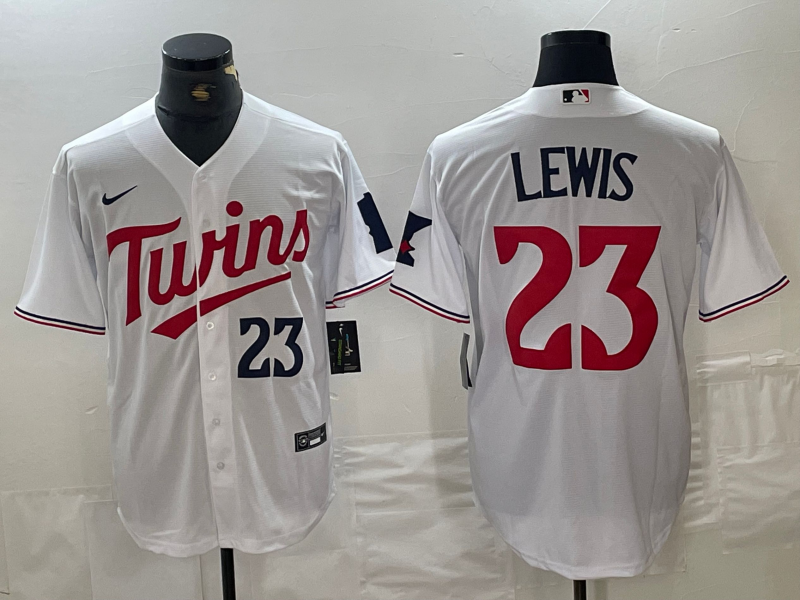 Men's Minnesota Twins #23 Royce Lewis Number White Stitched MLB Cool Base Nike Jersey