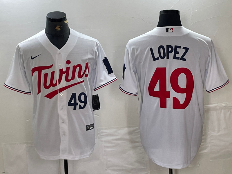Men's Minnesota Twins #49 Pablo Lopez Number White Stitched MLB Cool Base Nike Jersey