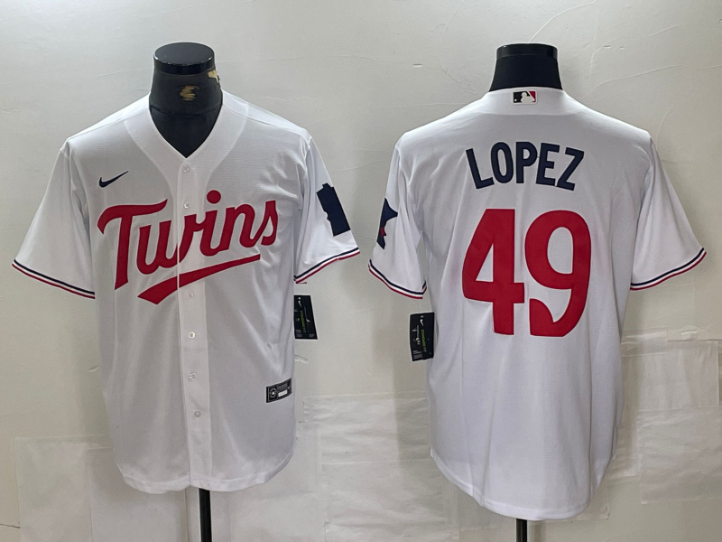 Men's Minnesota Twins #49 Pablo Lopez White Stitched MLB Cool Base Nike Jersey