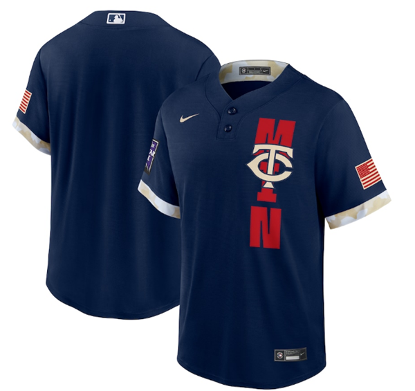 Men's Minnesota Twins Blank 2021 Navy All-Star Cool Base Stitched MLB Jersey