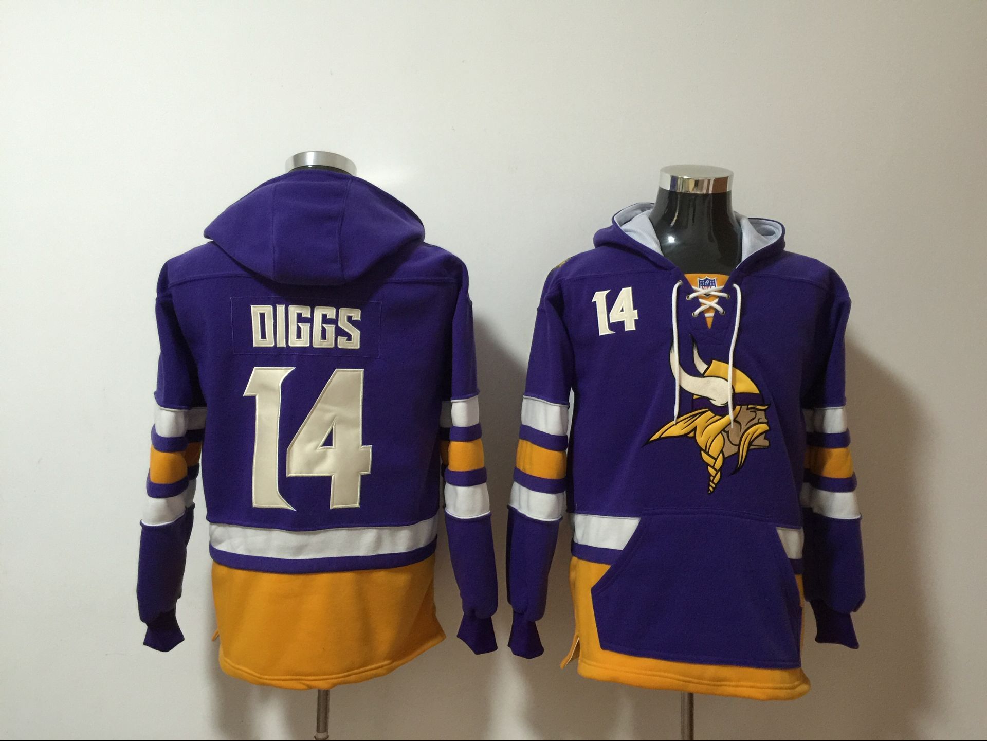 Men's Minnesota Vikings #14 Stefon Diggs NEW Purple Pocket Stitched NFL Pullover Hoodie