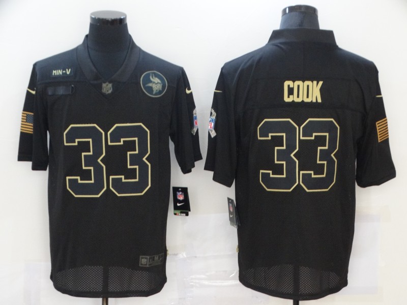Men's Minnesota Vikings #33 Dalvin Cook Black 2020 Salute To Service Stitched NFL Nike Limited Jersey