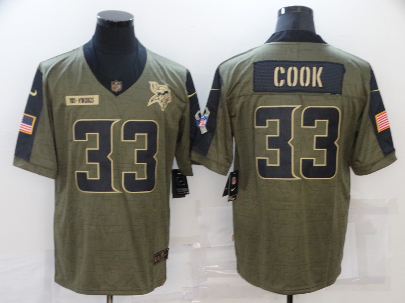 Men's Minnesota Vikings #33 Dalvin Cook Nike Olive 2021 Salute To Service Limited Player  Jersey