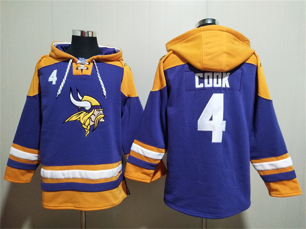 Men's Minnesota Vikings #4 Dalvin Cook Purple Yellow Ageless Must-Have Lace-Up Pullover Hoodie