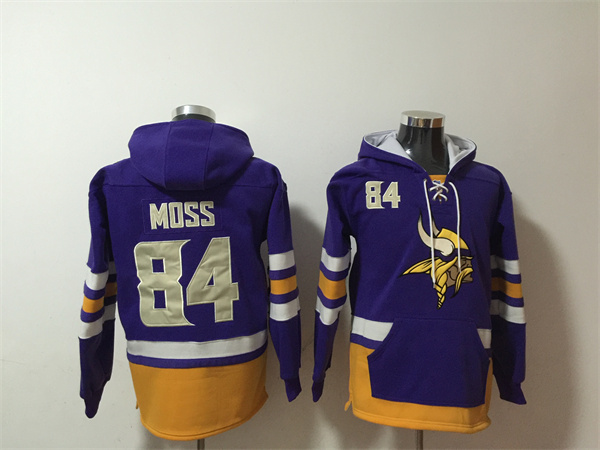 Men's Minnesota Vikings #84 Randy Moss Purple Ageless Must-Have Lace-Up Pullover Hoodie