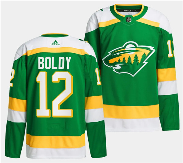 Men's Minnesota Wild #12 Matthew Boldy Green 2023-24 Stitched Jersey