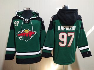 Men's Minnesota Wild #97 Kirill Kaprizov Ageless Green Must-Have Lace-Up Pullover Hoodie