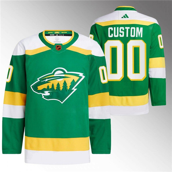 Men/Women/Youth Minnesota Wild Custom Green 2022-23 Reverse Retro Stitched Jersey