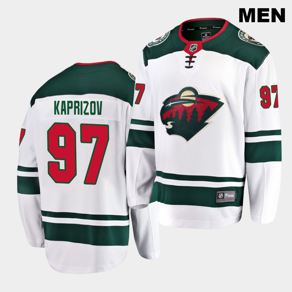 Men's Minnesota Wild Kirill Kaprizov 97 Away White Breakaway Player Jersey