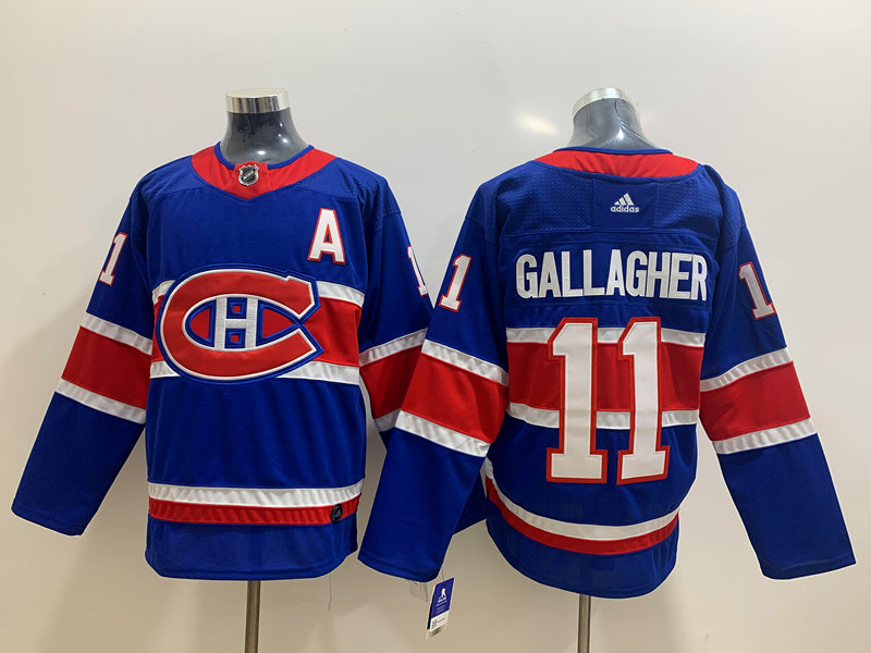 Men's Montreal Canadiens #11 Brendan Gallagher Blue Adidas 2020-21 Alternate Authentic Player NHL Jersey