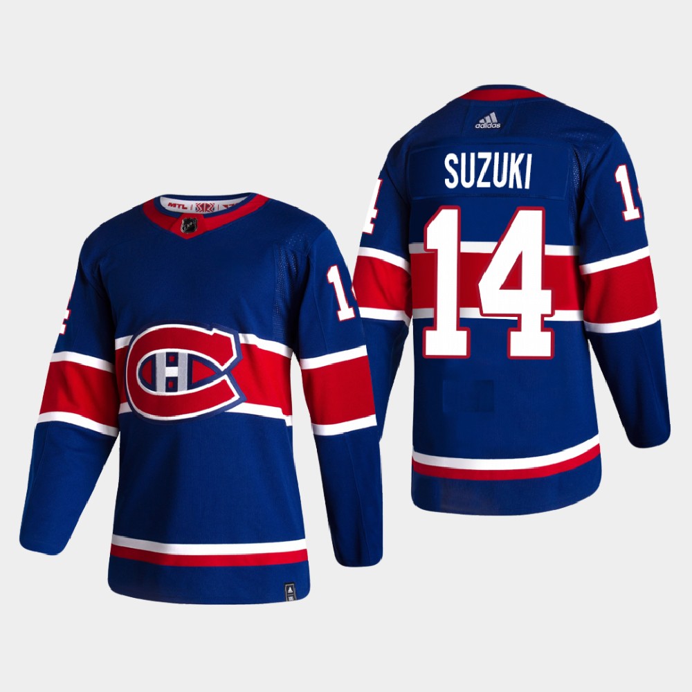 Men's Montreal Canadiens #14 Nick Suzuki Reverse Retro 2020-21 Authentic Jersey - Blue