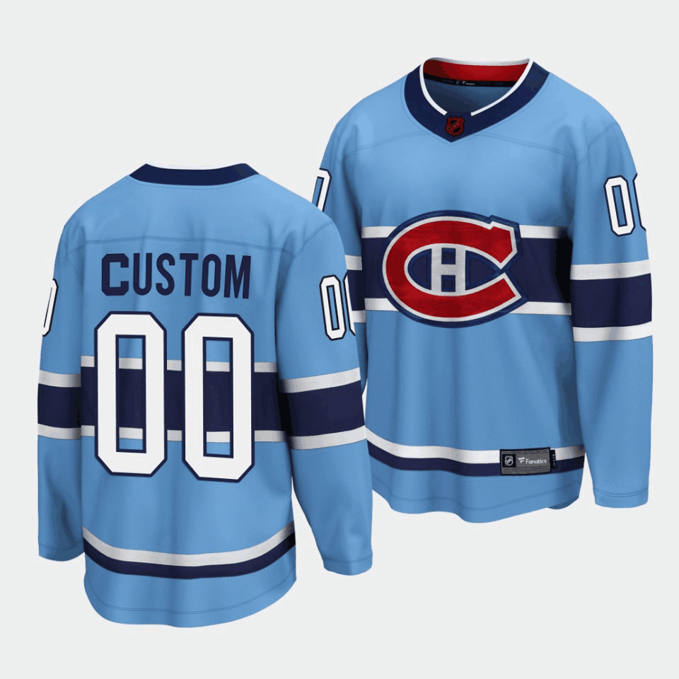 Men/Women/Youth Montreal Canadiens Custom Blue 2022 Reverse Retro Stitched Jersey