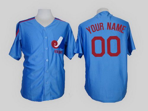 Men's Montreal Expos Customized Blue Mitchell & Ness Jersey