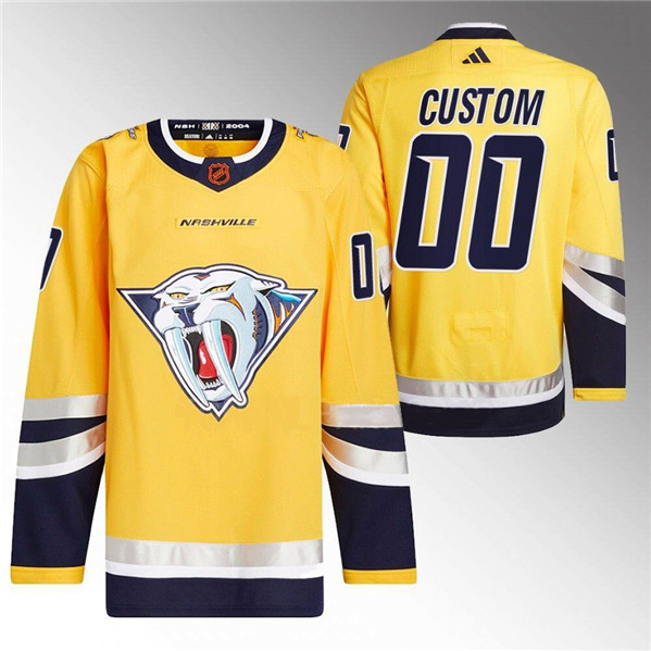 Men/Women/Youth Nashville Predators Custom Gold 2022-23 Reverse Retro Stitched Jersey