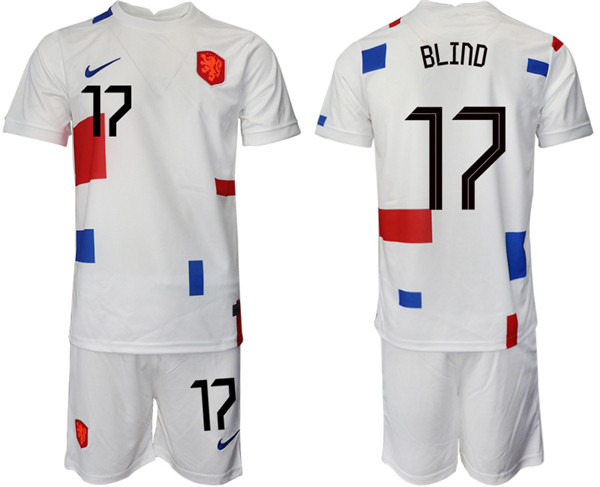 Men's Netherlands #17 Bltnd White Away Soccer 2022 FIFA World Cup Jerseys