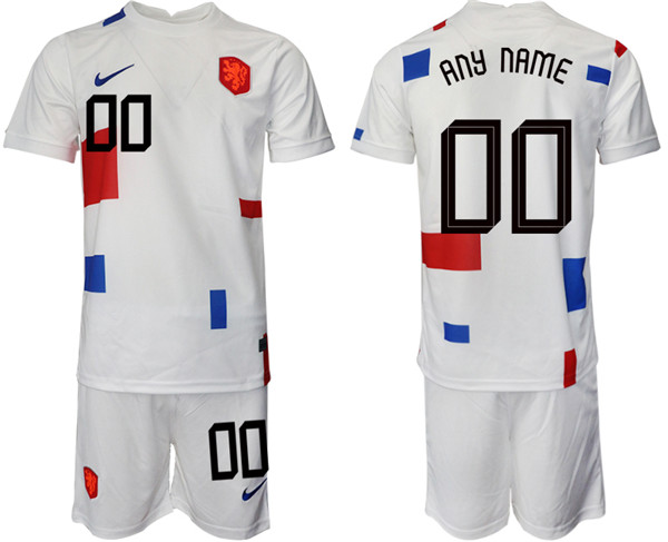 Men's Netherlands Custom White Away Soccer 2022 FIFA World Cup Jerseys