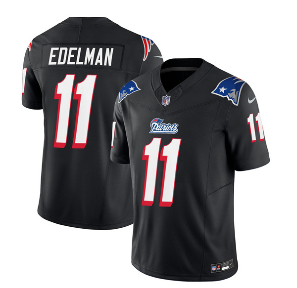 Men's New England Patriots #11 Julian Edelman Black 2023 F.U.S.E. Vapor Limited Football Stitched Jersey