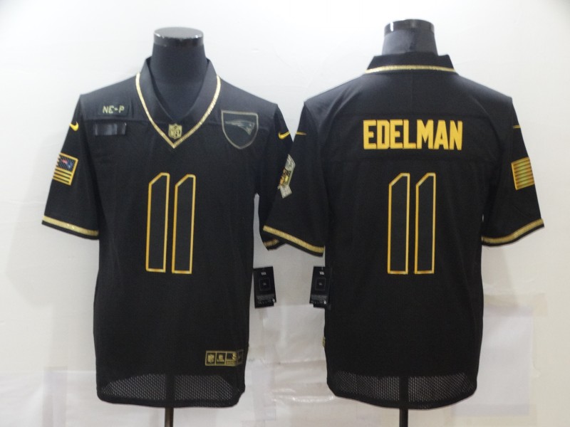 Men's New England Patriots #11 Julian Edelman Black Gold 2020 Salute To Service Stitched NFL Nike Limited Jersey