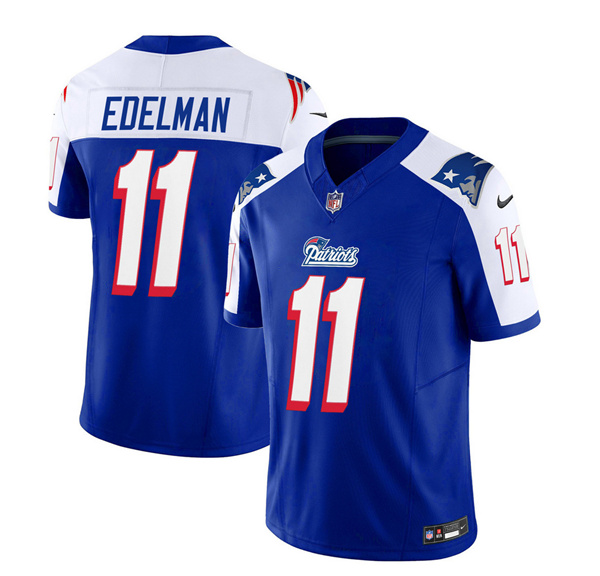 Men's New England Patriots #11 Julian Edelman Blue White 2023 F.U.S.E. Vapor Limited Football Stitched Jersey