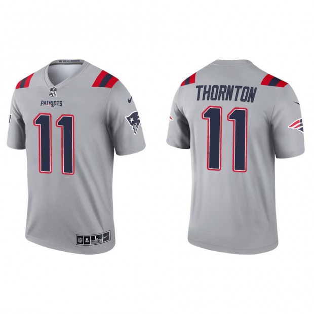 Men's New England Patriots #11 Tyquan Thornton Gray Inverted Legend Jersey