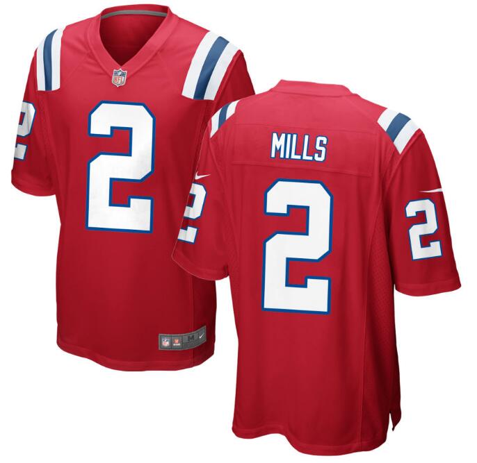 Men's New England Patriots #2 Jalen Mills Red Game Football Jersey