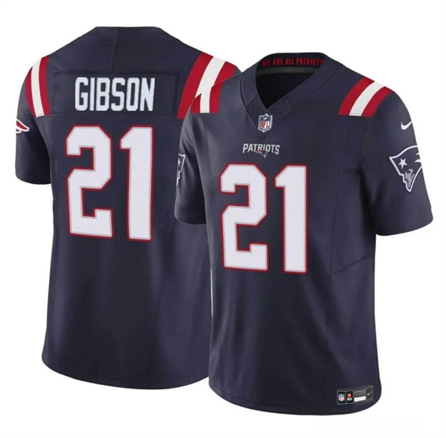 Men's New England Patriots #21 Antonio Gibson Navy 2023 F.U.S.E. Vapor Limited Football Stitched Jersey