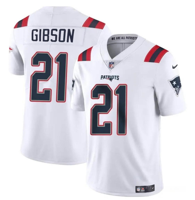 Men's New England Patriots #21 Antonio Gibson White Vapor Limited Football Stitched Jersey