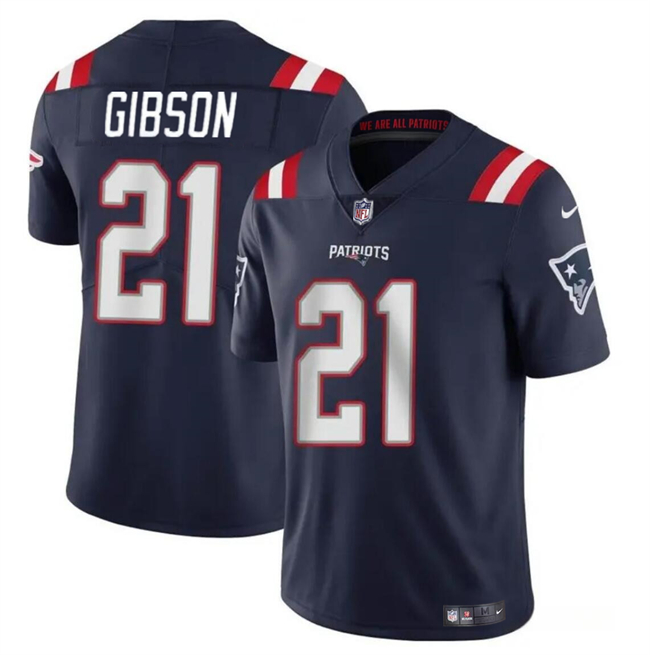Men's New England Patriots #21 Antonio Gibsonz Navy Vapor Limited Football Stitched Jersey