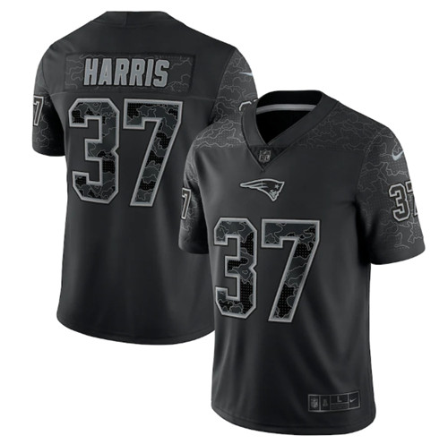 Men's New England Patriots #37 Damien Harris Black Reflective Limited Stitched Football Jersey