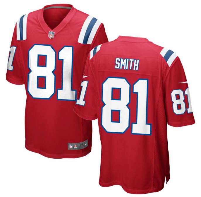 Men's New England Patriots #81 Jonnu Smith Red Game Football Jersey