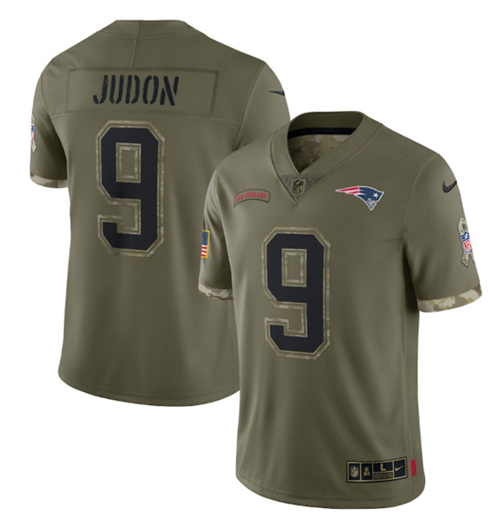 Men's New England Patriots #9 Matt Judon 2022 Olive Salute To Service Limited Stitched Jersey