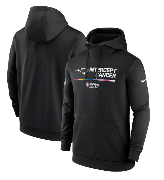 Men's New England Patriots 2022 Black Crucial Catch Therma Performance Pullover Hoodie