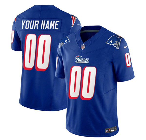 Men's New England Patriots Active Player Custom Blue 2023 F.U.S.E. Throwback Limited Football Stitched Jersey