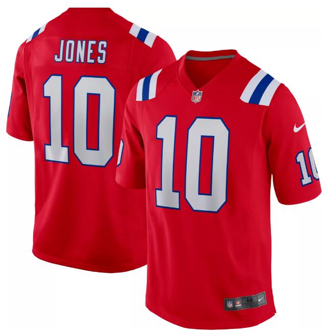 Men's New England Patriots Mac Jones #10 Alternate Red Game Nike Jersey