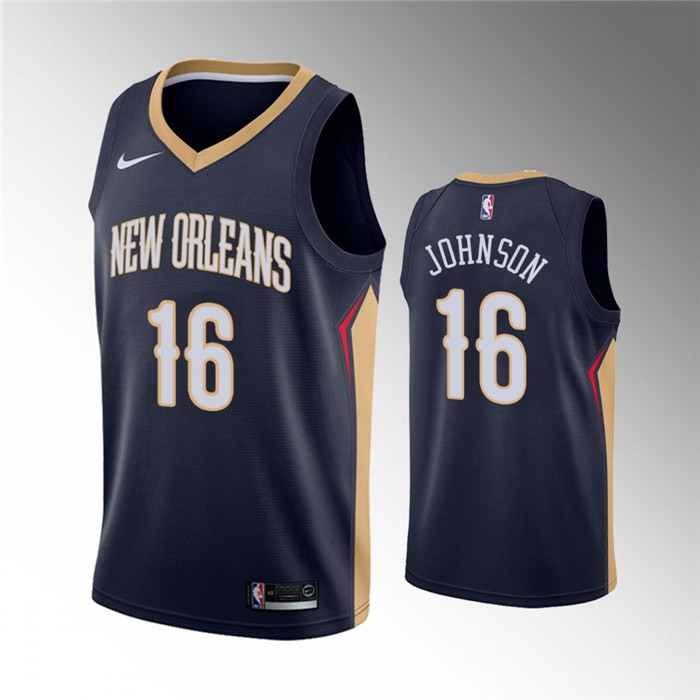 Men's New Orleans Pelicans #16 James Johnson Navy Icon Edition Stitched Jersey