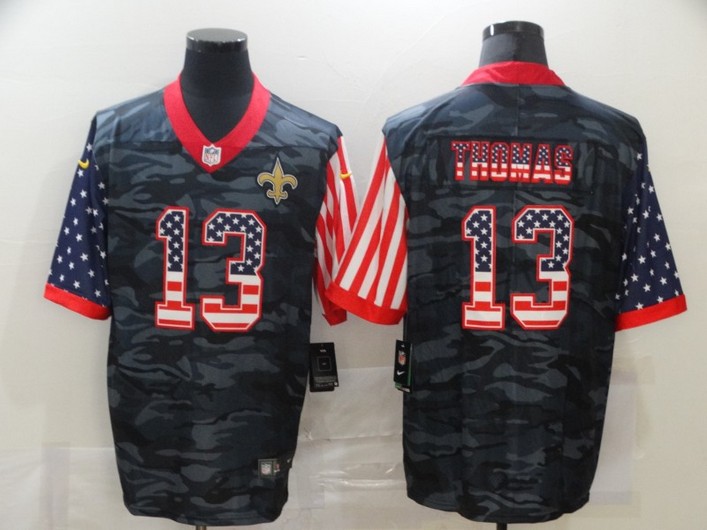 Men's New Orleans Saints #13 Michael Thomas USA Camo 2020 Salute To Service Stitched NFL Nike Limited Jersey