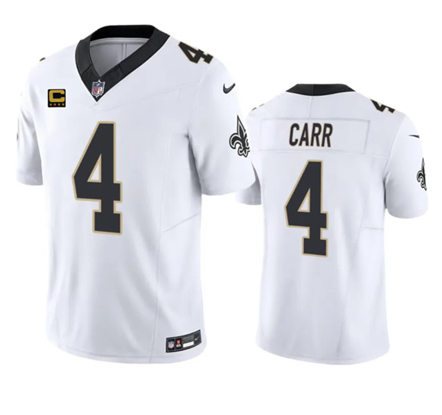 Men's New Orleans Saints #4 Derek Carr White 2023 F.U.S.E. With 4-Star C Patch Vapor Untouchable Limited Football Stitched Jersey