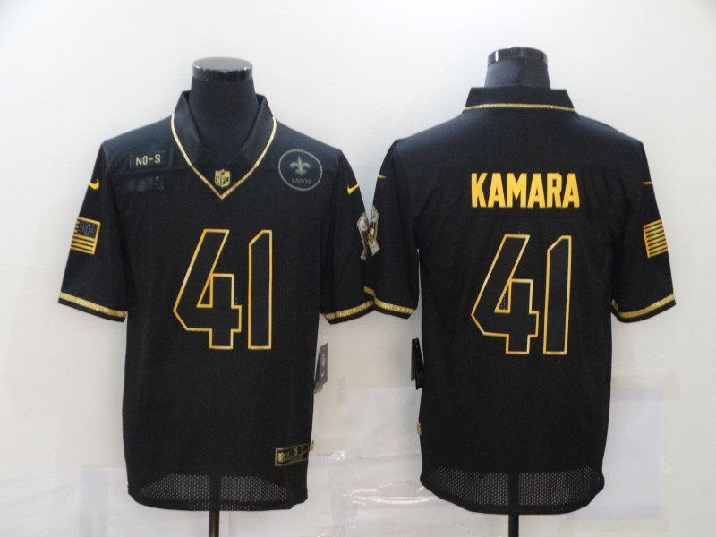 Men's New Orleans Saints #41 Alvin Kamara Black Gold 2020 Salute To Service Stitched NFL Nike Limited Jersey