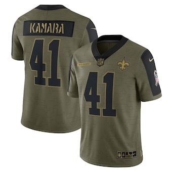 Men's New Orleans Saints #41 Alvin Kamara Nike Olive 2021 Salute To Service Limited Player Jersey